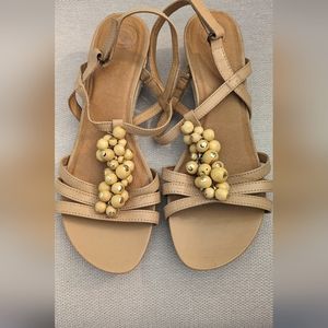 Nurture Wedge Espadrille Sandal Beads Beige Size 10